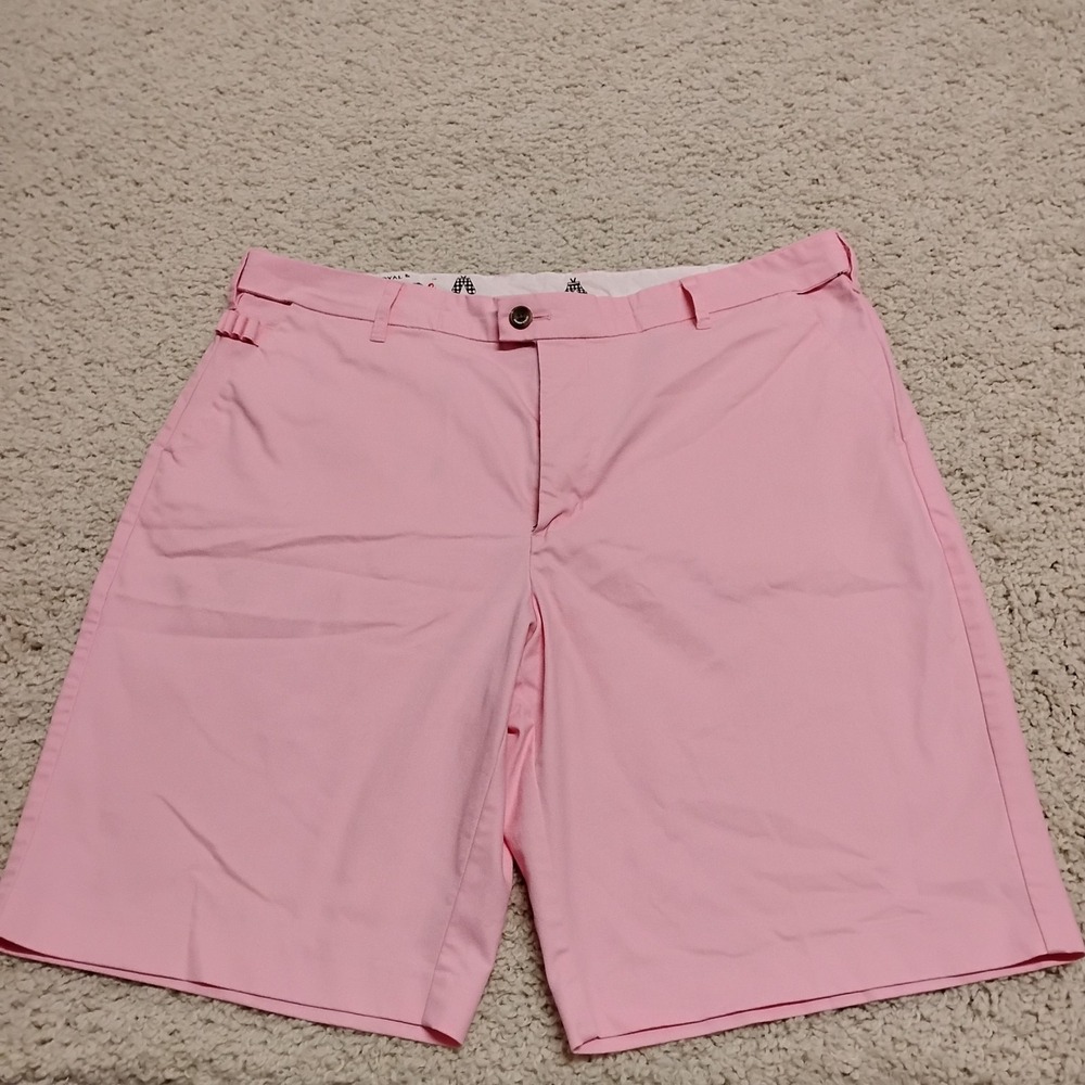 Royal & Awesome Shorts Mens 38 Pink Golf Chino Preppy Loud Cotton Poly Stretch